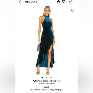 New with tags lovers and friends teal velvet dress